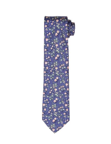 Corbata flores Azul/rosa