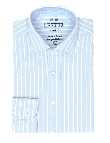 Camisa sport oxford  raya separada Azul