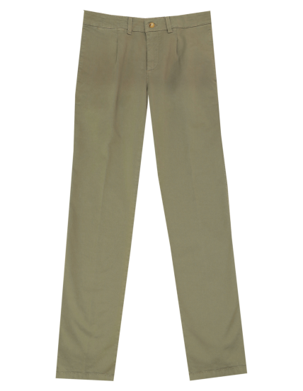 Pantalón gabardina elastan pinzas Beige