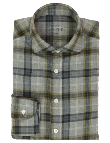 Camisa sport tartan bicolor Gris/verde