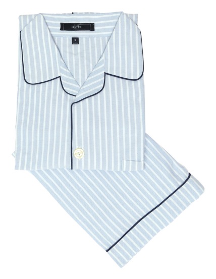 Pijama largo oxford raya fina Azul