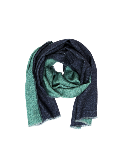 Foulard lana liso bicolor Verde/azul