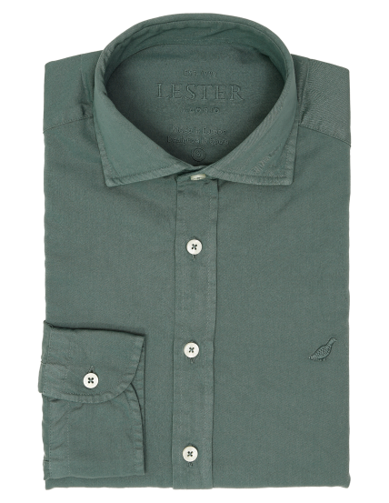 Camisa sarga tintada Verde oscuro