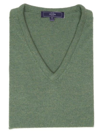 Jersey cashmere pico Verde claro