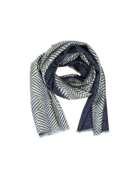 Foulard lana espiga bicolor Azul/azul