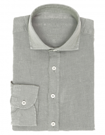 Camisa lino lisa lavada Gris